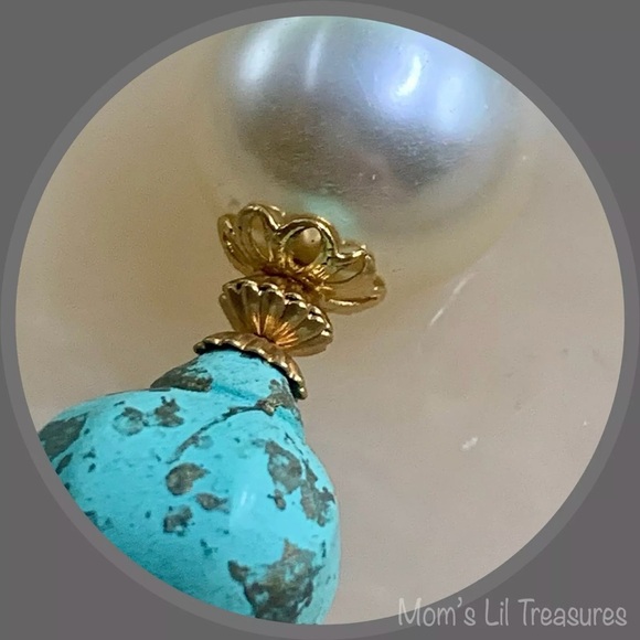 Pearl Baby Blue Vintage Look Fan Pull Decorative Light Chandelier Pull Chain 5/4 - Picture 3 of 10